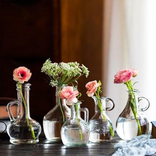 Brief Transparent Glass Vases Flower Pot Basket Bottles Decoration Home Living Room Nordic Dried Hydroponic Small Rose Vase