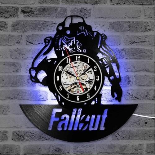Fallout Game CD Record Clock Black Hollow LED Vinyl Record Wall Clock Creative Antique Hanging Wall Clock Decorative GiftsClock