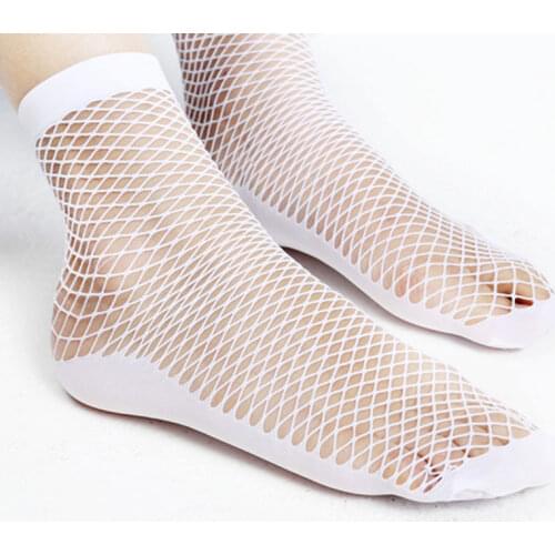 1 pair Summer Fishnet Socks Sexy Women Ruffle Fishnet Ankle High Socks Bow Mesh Lace Fish Net Short Sock Wholesale cute socks