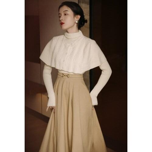 2020 new fashion womens clothing Turtleneck Vintage Full two peice set for women