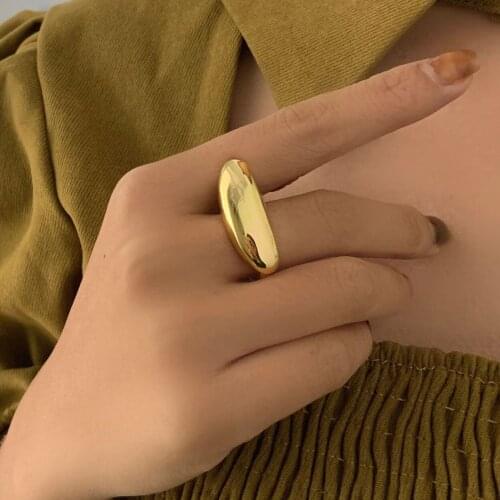 New Trendy Punk Style Gold Silver Color Super Big Smooth Personalized Finger Rings For Women Fashion Jewelry