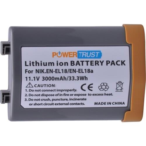 PowerTrust 1x 3000mAh EN-EL18 EN-EL18A Rechargeable Camera Battery for Nikon EN EL18 ENEL18 D4, D4S, D5, MB-D12, D800, D800E