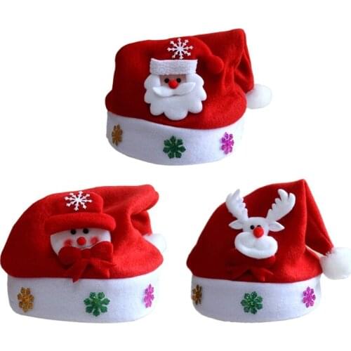 Christmas Hat Non-woven Hats Snowman Reindeer Gifts Party Xmas Gift Thick Plush Warm Hat Children Adult Xmas Gift