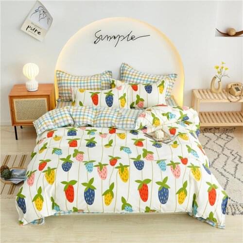 Strawberry pattern Bedding SetDuvet Cover Set 210x210 With Pillowcase ,200x230 Quilt Cover,King Queen Size Blanket Cover2020