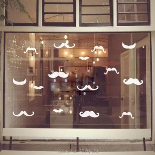 15 pcs mustache sticker Glass decorate nordic wall stickers wall ceiling stickers for kids shops decorative wall decal Fros035
