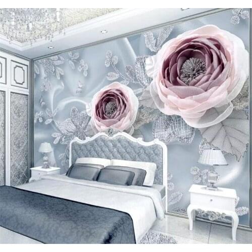 Ramadan Decoration Silk Lace Flower Wallpaper 3d Stereoscopic Living Room Home Wall Decor Wallpaper for Walls 3 d Custom Size