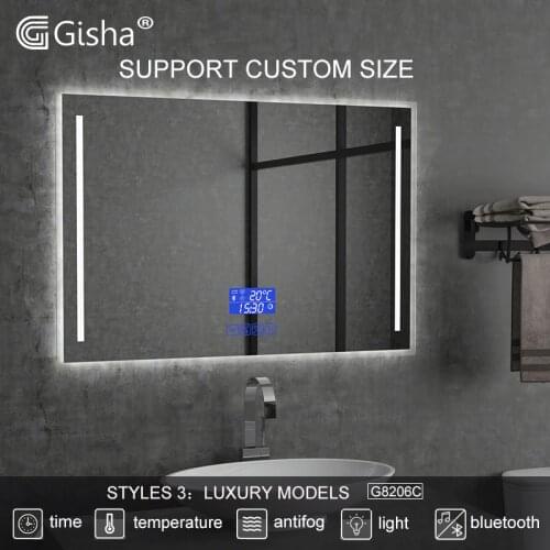 Custom Size Smart bath Mirror LED bluetooth Bathroom mirror backlit Mirror anti-fog bathroom mirror Makeup Mirror 2G8206