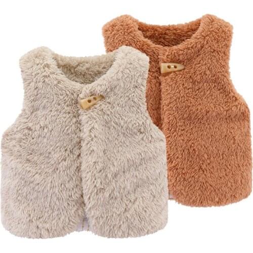 Toddler Kids Thicken Warm Vest Autumn Winter New Arrival Korean Solid Lamb Wool Waistcoat for Boys Girls Baby Sleeveless Coats