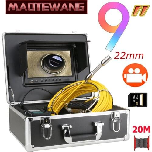 9" Monitor 20M DVR Recording Pipe Inspection Video Camera,IP68 HD 1000TVL Drain Sewer Pipeline Industrial Endoscope System