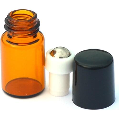 1pcs 2ml Amber Refillable Roll on Glass Bottles for Essential Oils Roller Perfume Mini Roller Bottle Fast Shipping