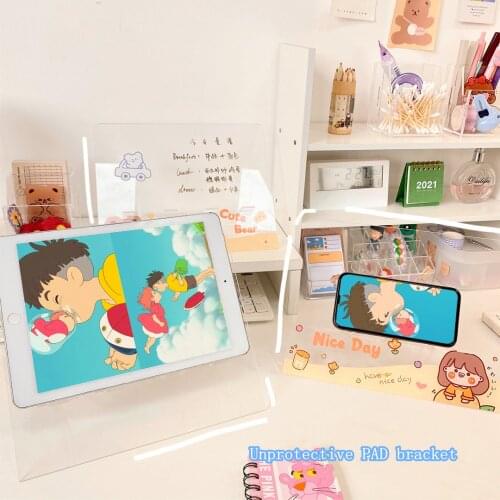 Yisuremia Kawaii Multi-Fonction Transparent Stand Holder For Ipad Mobile Phones Cartoon Acrylic Message Note Board Book Holder