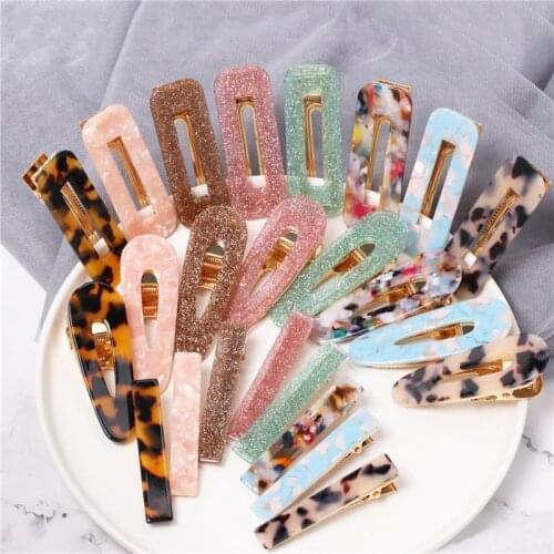 24 styles Girls Hair Pins Romantic Women Barrette Multicolored Acrylic Material Duckbill Clip Fashion Hair Accessories FJ052