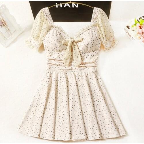 2021 New Women Short Sleeve One Piece Swimwear Dot Bathing Suit Swim Beach Dress Summer Sexy Swimsuit Swimming Beach Wear Suits