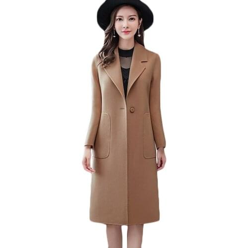 Women Double-faced Cashmere coat Autumn Winter New Casual Long Woolen coats Womens Long sleeve High-quality Woolen coats F798