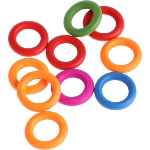 10 Pcs/Bag Wood Rings Parrot Toys Accessories Colorful Random Color DIY Ornament Dropship