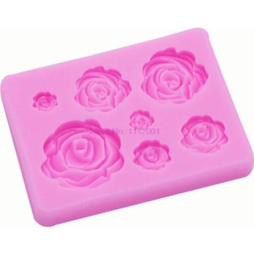 100pcs Rose Flower Silicone Molds Topper Fondant Cake Decorating Tools Sugarcraft Candy Clay Chocolate Gumpaste Moulds