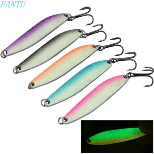 Long Shot Spoon Lures Big Weight Luminous Metal Lure 10g/15g/20g/25g/30g Hard Bait Treble With Feather 2PCS