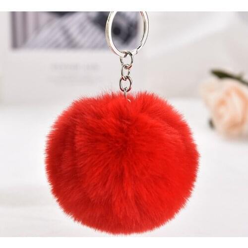 23 Colors Trinket Fluffy Rabbit Fur Ball Key Chain Pompons Artificial Rabbit Fur Keychain Women Car Bag Key Ring Holder EH334