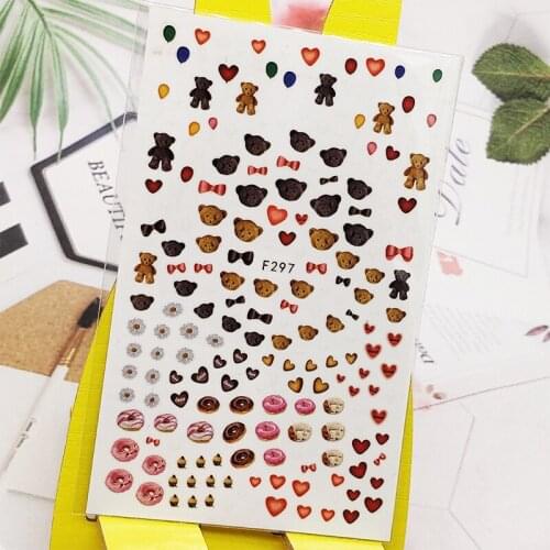 3D Nail Sticker Love Cute Bear Design Nail Art Decorations Stickers Foil Decals Wraps Manicure Accessories Nails Decoraciones