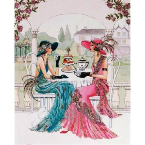 Friends Diamond Art Elegant Women Mosaic Embroidery Painting Rhinestone Drawing Picture Home Wall Papers Handcraft Gift Beadwork