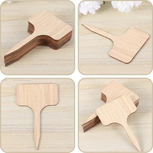 T-Type Bamboo Plant Labels Eco-Friendly Wooden Plant Garden Flowers Herbal Markers Tools Sign Tags Potted For Seed P1I9