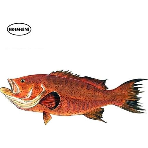 HotMeiNi 13cm x 5cm Red Grouper Fish Sticker Decal Helmet Equipment Cooler Fishing Hunting Ocean Waterproof Car Stickers