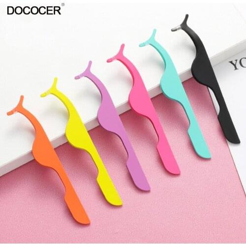 Stainless Gold False Eyelash Tweezers Rose Gold Fake Eye Lash Extension Multi Color Applicator Clamp Private Label