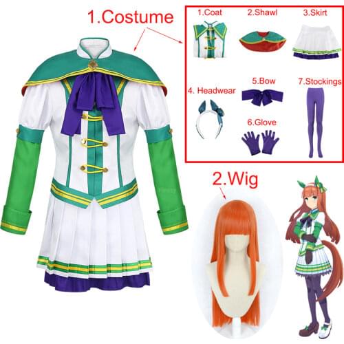 Halloween Carnival Funny Costume Show Umamusume Pretty Derby Silence Suzuka Cosplay Costume Include Headwear Sock Glove
