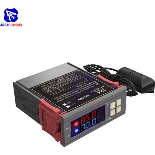Diymore SHT2000 Temperature Humidity Controller SHT20 Probe Thermostat Humidistat for Incubator Refrigerator DC 12-72V/AC 220V