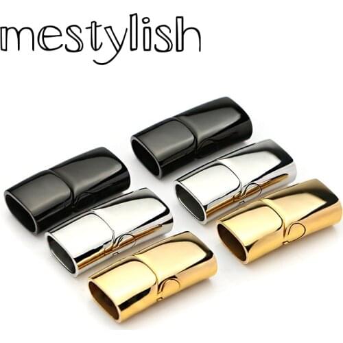 Mestylish 5Sets/Lot 12*6mm Stainless Steel Magnetic Clasp Leather Bracelet Connector For Handmade DIY Jewelry Accessories