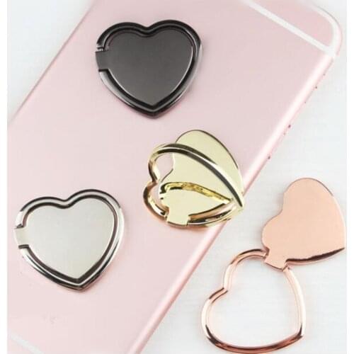 UVR 360 Degree Metal Luxury Heart Love Finger Ring Smartphone Stand Holder Mobile Phone Holder Stand For iPhone All Phone