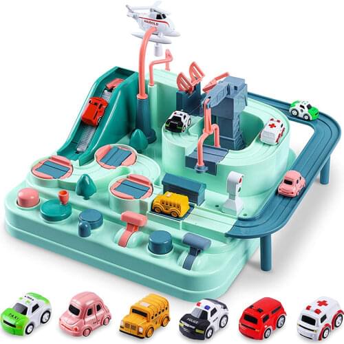 Racing Rail Car Model Racing Educational Toys Children Track Car Adventure Game Brain Game Mechanical Interactive Train Toy