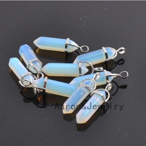 Moonstone pedra da lua Bullet Quartz Pendants Healing Point Necklaces Natural Stone Crystal Stone Women Jewelry 10 Pcs KL81