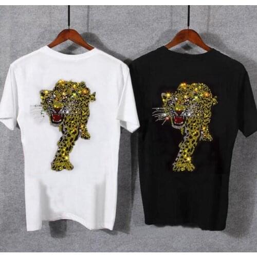 Mens short Sleeve Hot drill tShirt Fashion Soft Business Casual Rhinestone Dress TShirt tees