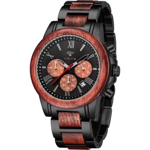 Watch for men waterproof wood watch stainless steel + wood hybrid unique watch fashion top luxury business quartz wood watch