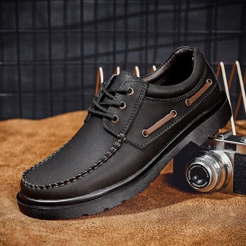 Cowhide Men Shoes Handmade High Quality Tooling Shoes 2021 Retro Designer Shoes Fashion Boat Shoes Men Zapatos De Hombre