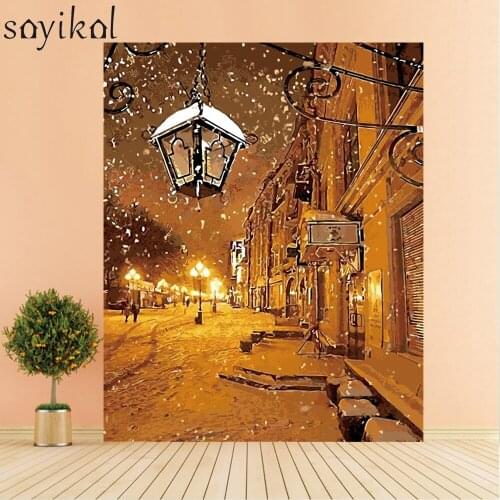 DIY Oil Painting Pictures By Numbers New York Street Painting By Hand A Busy Day Frame Home Decoration Landscape Wall Art Decore