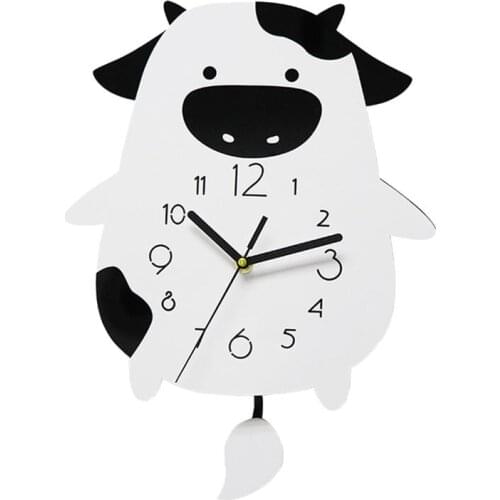 1Pc Cartoon Wall Clock Cow Shaped Clock Decorative Wall Clock Ornament (White)