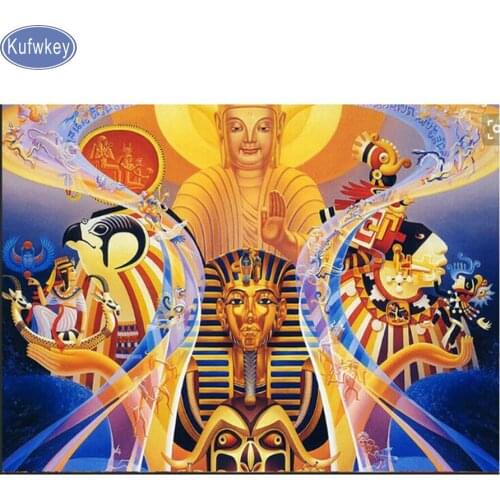 Kufwkey Wall Stickers,Full Square Diamond Painting "Egyptian/Pharaoh/Buddha"5D DIY Cross Stitch Diamond Embroidery mosaic Decor