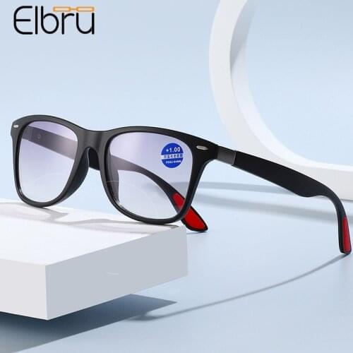 Elbru Men Women Anti Blue Light Reading Glasses Vintage Far And Near Area Clear Lens Presbyopia Eyeglasses Diopters +1.0 +4.0