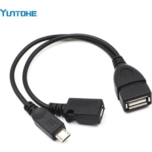Wholesale 2 In 1 Micro OTG USB Adapter Host Power Y Splitter USB Converter to Micro 5 Pin Male Female Cable 100pcs/lot