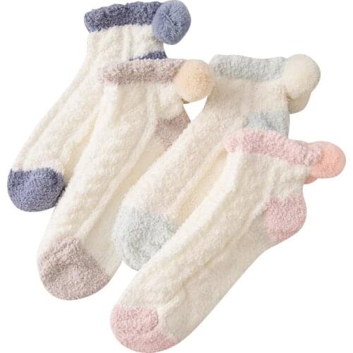 Autumn and winter coral velvet moon autumn and winter models adult socks womens warm padded floor socks ladies home