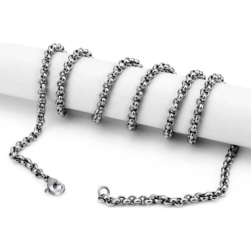 New Stainless Steel Necklace for Men Women 3mm Punk Link Chain Chokers Vintage Black Gold Tone Solid Metal