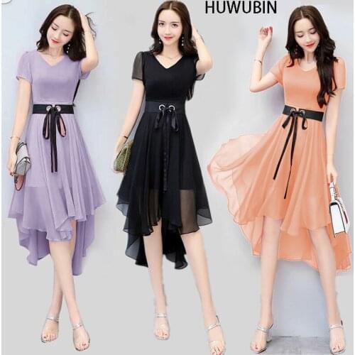 Summer Slim Fashion Chiffon Dress 2021 New Womens Wear Korean V-Neck Show Thin Medium Length Small Fragrance Avant-Garde Skirt
