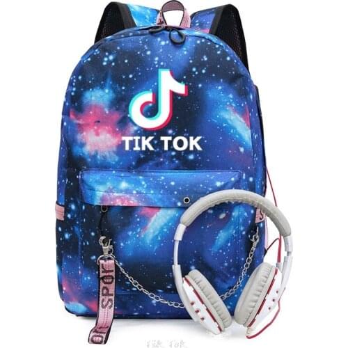 Tik tok USB Charge Backpack For Boys Girls Laptop Backpack 3D Printe Teenagers Travel Laptop Mochilas