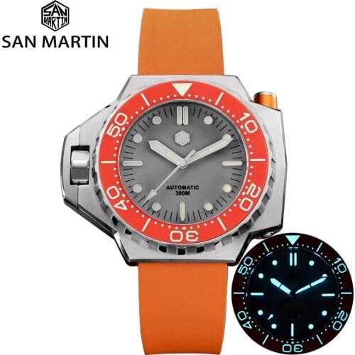 San Martin Mens Automatic Self-Wind Diver Watch Full Lume BGW-9 Luminous Bi-Directional Rotating Bezel Waterproof Watches