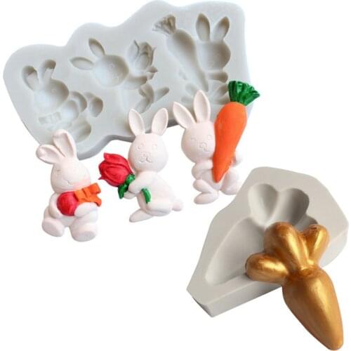 Cartoon Rabbit Carrot Silicone Mold Fondant Cake Decorating Mould Sugarcraft Chocolate Baking Tool Kitchenware For Cake Gumpaste