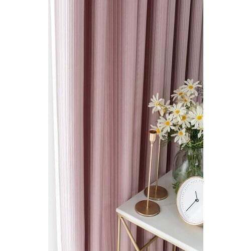 Modern Nordic Style Simple Light Luxury High-end Girl Silky Striped Curtains for Living Room Bedroom Blackout Curtains