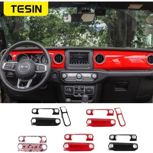 TESIN Car Interior Dashboard Center Control Panel Decor Gear Shift Panel Cover for Jeep Wrangler Gladiat JL 2018 Up Accessories