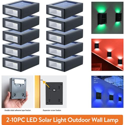 2pcs Intelligent LED Solar Light Outdoor Wall Lamp Solar Street Lamp Night Light for Garden Yard Path Decoration Warm/White/RGB